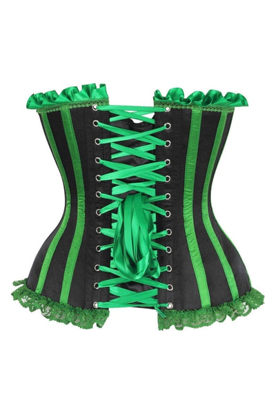 Top Drawer Black/Green Satin Steel Boned Burlesque Corset - Daisy Corsets