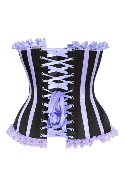 Top Drawer Black/Lavender Satin Steel Boned Burlesque Corset - Daisy Corsets