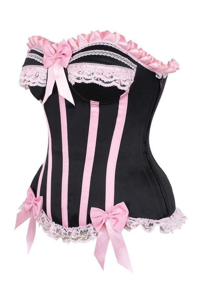 Top Drawer Black/Pink Steel Boned Burlesque Corset - Daisy Corsets
