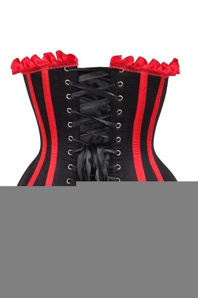 Top Drawer Black/Red Steel Boned Burlesque Corset - Daisy Corsets