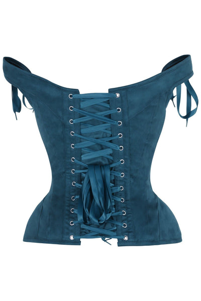 Top Drawer Blue Suede Steel Boned Corset w/Straps - Daisy Corsets
