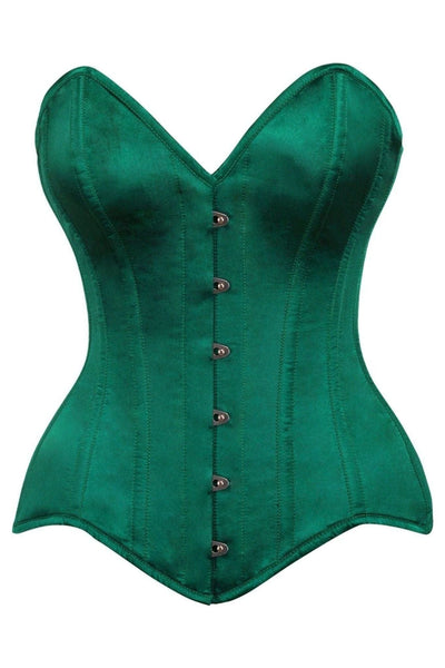Top Drawer Dark Green Satin Steel Boned Overbust Corset - Daisy Corsets