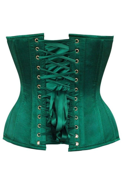 Top Drawer Dark Green Satin Steel Boned Overbust Corset - Daisy Corsets