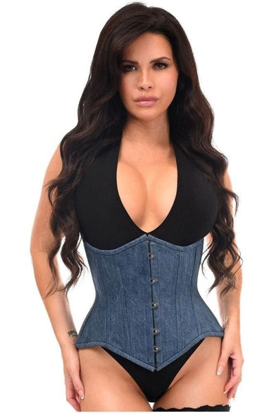 Top Drawer Denim Double Steel Boned Waist Training Corset Cincher - Daisy Corsets