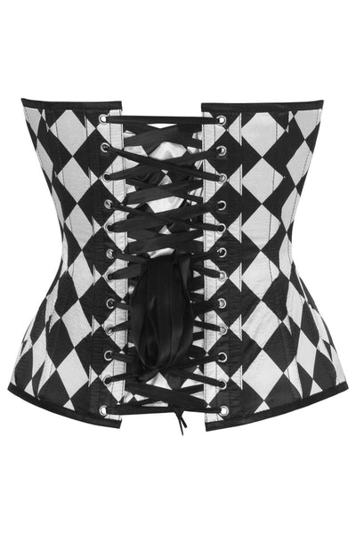 Top Drawer Diamond Print Satin Steel Boned Overbust Corset - Daisy Corsets