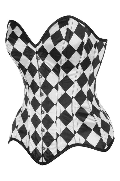 Top Drawer Diamond Print Satin Steel Boned Overbust Corset - Daisy Corsets
