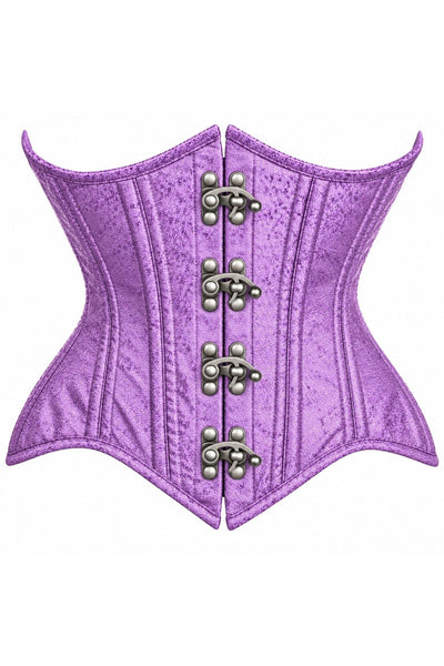 Top Drawer Double Steel Boned Light Purple Brocade Curvy Underbust Corset - Daisy Corsets