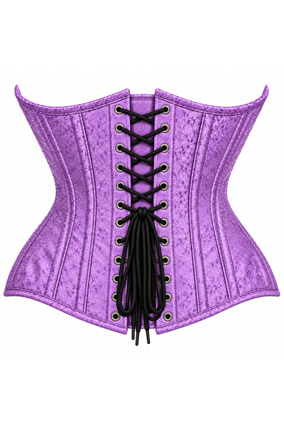 Top Drawer Double Steel Boned Light Purple Brocade Curvy Underbust Corset - Daisy Corsets