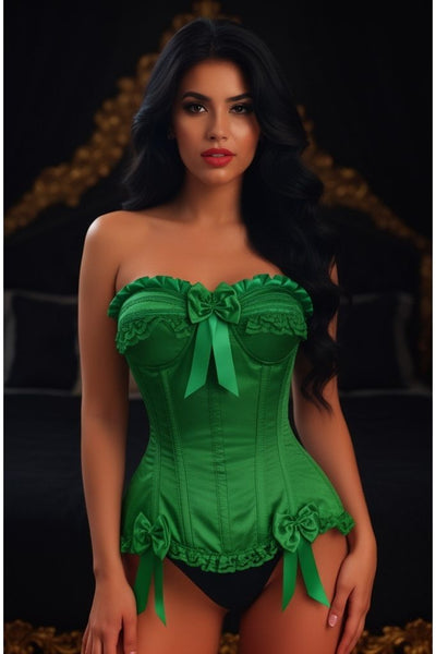 Top Drawer Green Satin Steel Boned Burlesque Corset - Daisy Corsets