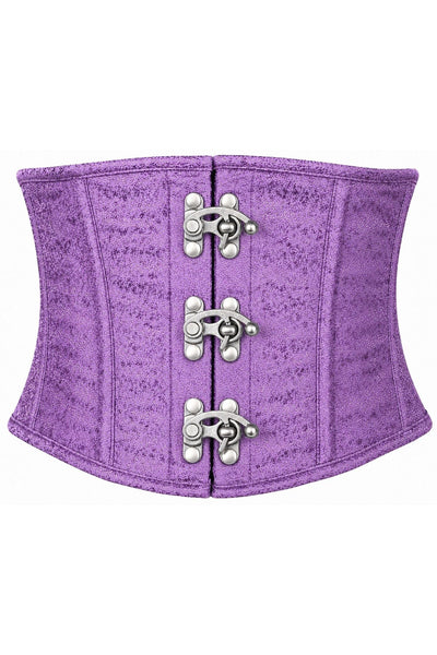 Top Drawer Lt Purple Brocade Steel Boned Mini Cincher w/Clasps - Daisy Corsets