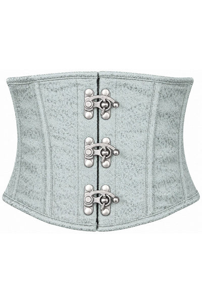 Top Drawer Mint Green Brocade Steel Boned Mini Cincher w/Clasps - Daisy Corsets