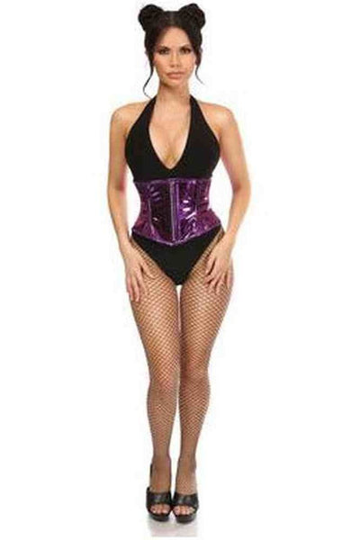 Top Drawer Purple Metallic Steel Boned Mini Cincher - Daisy Corsets