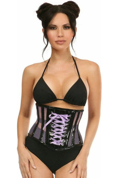 Top Drawer Purple Patent & Fishnet Underbust Corset - Daisy Corsets