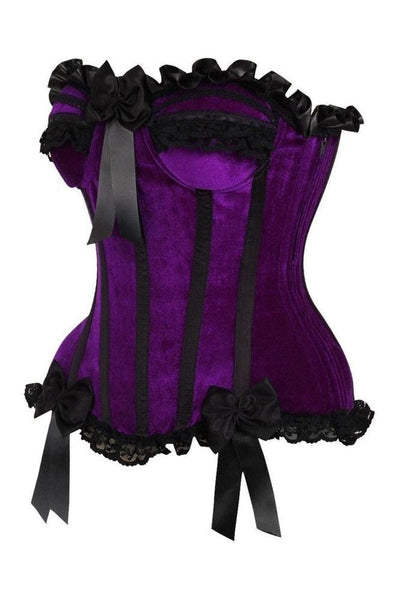 Top Drawer Purple Velvet Steel Boned Burlesque Corset - Daisy Corsets