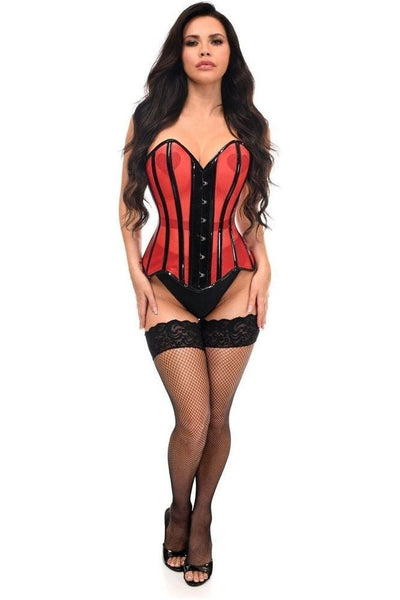 Top Drawer Red Mesh Net w/Patent Steel Boned Overbust Corset - Daisy Corsets