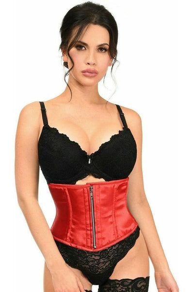Top Drawer Red Satin Steel Boned Mini Cincher - Daisy Corsets