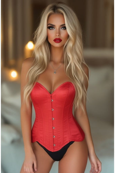 Top Drawer Red Satin Steel Boned Overbust Corset - Daisy Corsets