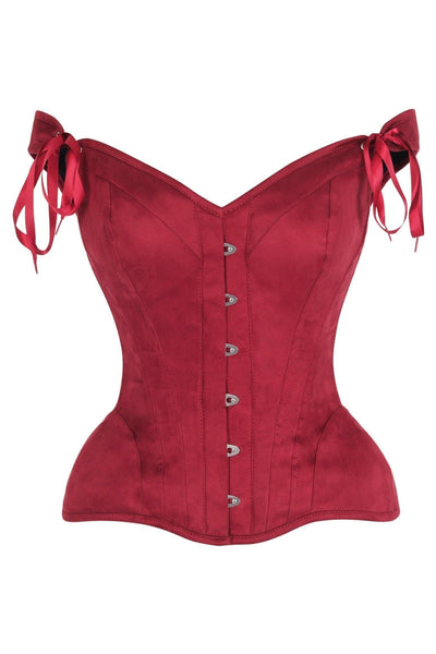 Top Drawer Red Suede Steel Boned Corset w/Straps - Daisy Corsets
