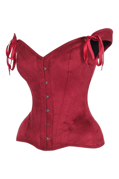 Top Drawer Red Suede Steel Boned Corset w/Straps - Daisy Corsets