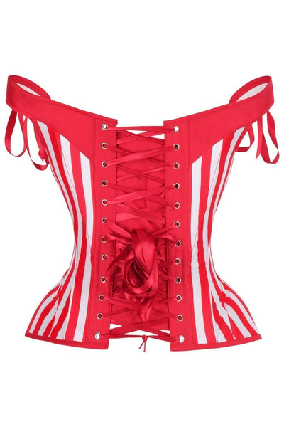 Top Drawer Red/White Striped Steel Boned Corset w/Straps - Daisy Corsets