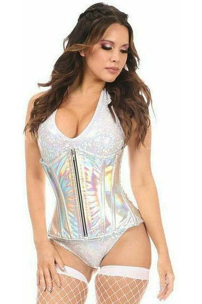 Top Drawer Silver Holo Under Bust Corset w/Zipper - Daisy Corsets