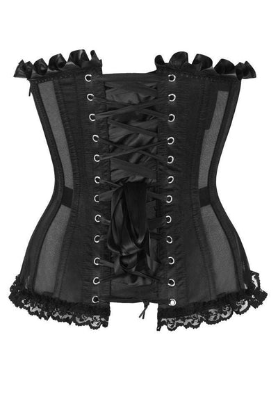 Top Drawer Steel Boned Black Mesh Underwire Bustier Corset - Daisy Corsets