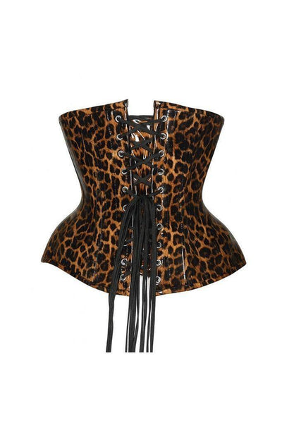 Top Drawer Steel Boned Cheetah Print PVC Curvy Cut Underbust Corset - Daisy Corsets
