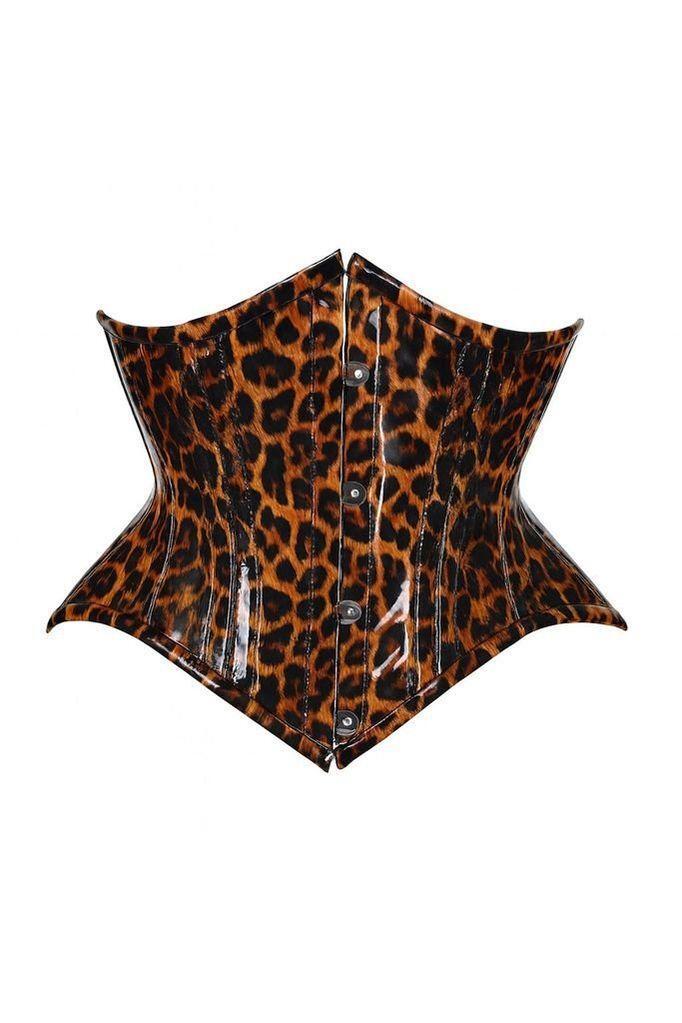 Top Drawer Steel Boned Cheetah Print PVC Mini Cincher Underbust Corset - Daisy Corsets