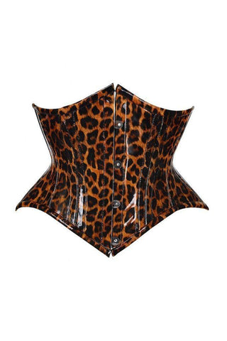Top Drawer Steel Boned Cheetah Print PVC Mini Cincher Underbust Corset - Daisy Corsets