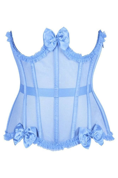 Top Drawer Steel Boned Light Blue Mesh Underwire Burlesque Underbust Corset Cincher - Daisy Corsets