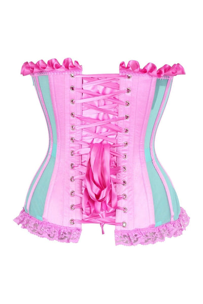 Top Drawer Steel Boned Mint/Pink Mesh Underwire Bustier Corset - Daisy Corsets