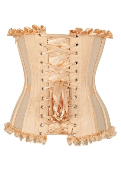 Top Drawer Steel Boned Nude Mesh Underwire Bustier Corset - Daisy Corsets