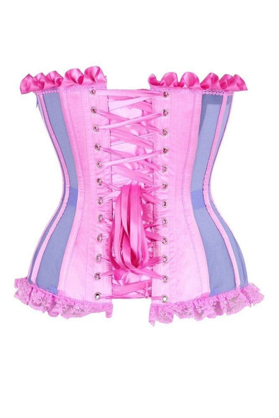 Top Drawer Steel Boned Purple/Pink Mesh Underwire Bustier Corset - Daisy Corsets