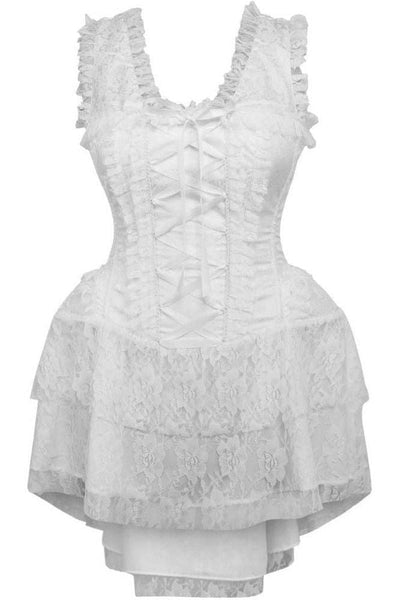 Top Drawer Steel Boned White Lace Victorian Corset Dress - Daisy Corsets