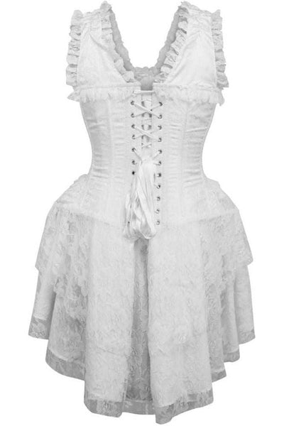Top Drawer Steel Boned White Lace Victorian Corset Dress - Daisy Corsets