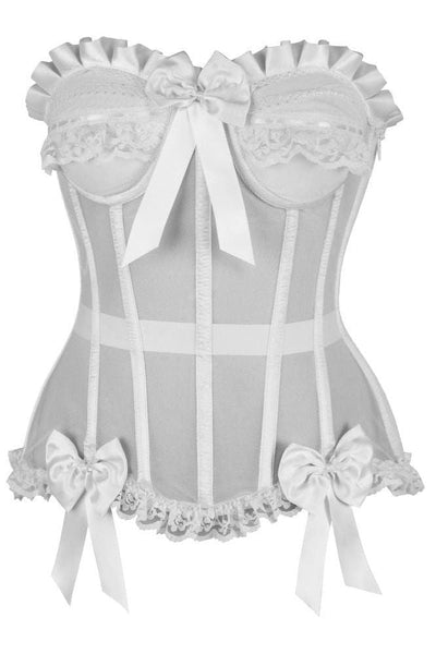 Top Drawer Steel Boned White Mesh Underwire Bustier Corset - Daisy Corsets