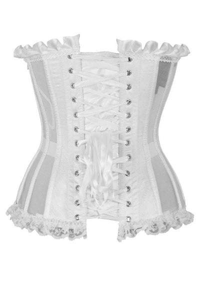 Top Drawer Steel Boned White Mesh Underwire Bustier Corset - Daisy Corsets