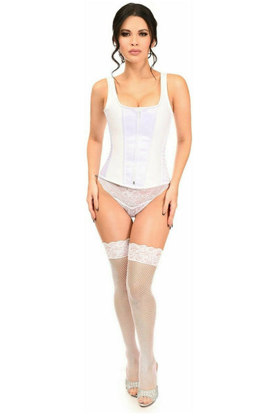 Top Drawer White Satin Steel Boned Corset w/Straps - Daisy Corsets