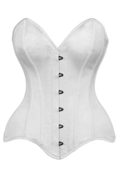Top Drawer White Satin Steel Boned Overbust Corset - Daisy Corsets