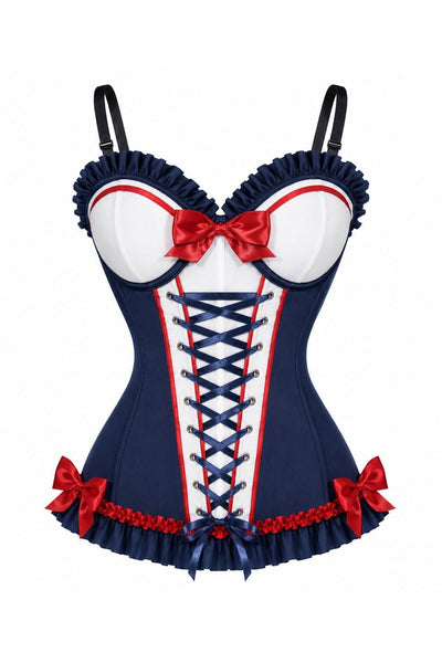 Vintage Navy Sailor Corset Top | Stretch Lycra Pin-Up Bustier - Daisy Corsets