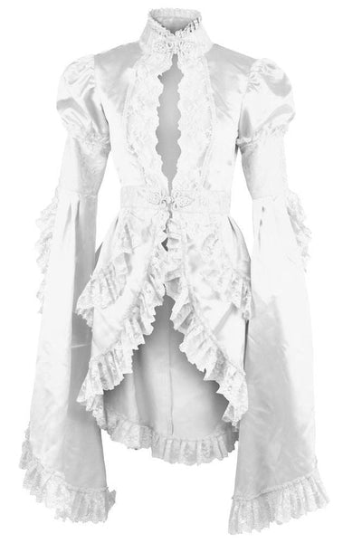 White Satin & Lace Ruffled Jacket - Daisy Corsets