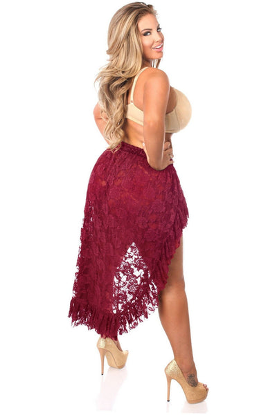 Wine High Low Lace Skirt