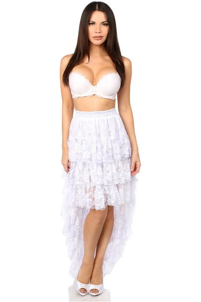 White High Low Lace Skirt