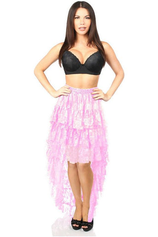 Lt Pink High Low Lace Skirt