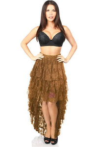 Brown High Low Lace Skirt