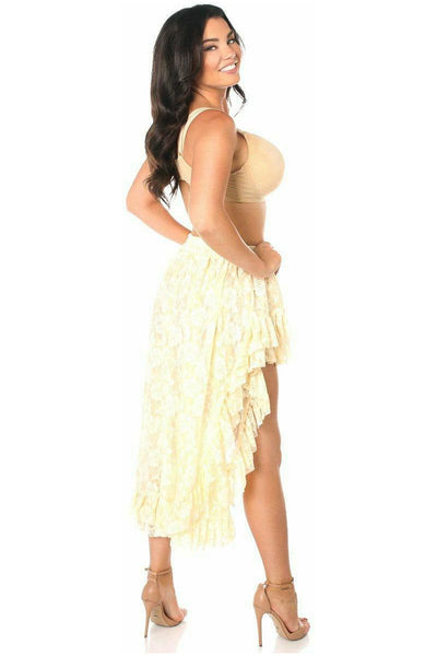 Cream Lace High Low Lace Skirt - Daisy Corsets