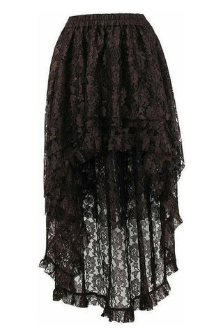 Brown Lace Hi Low Skirt - Daisy Corsets