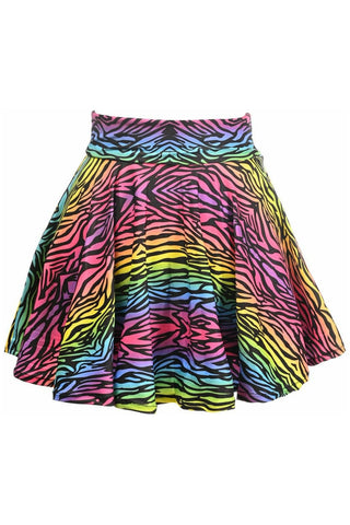 Rainbow Animal Print Stretch Lycra Skirt