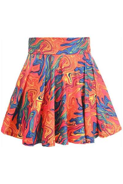 Orange Tie-Dye Stretch Lycra Skirt