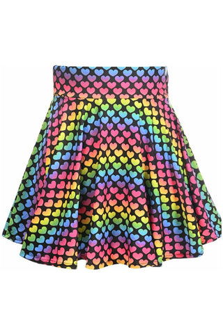 Rainbow Hearts Stretch Lycra Skirt